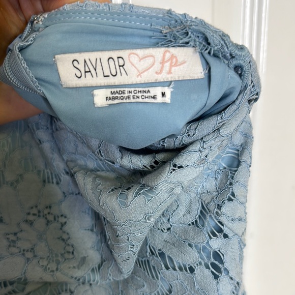 SAYLOR Blue Sheath Mini Dress with Plunge Neckline - Picture 2 of 13